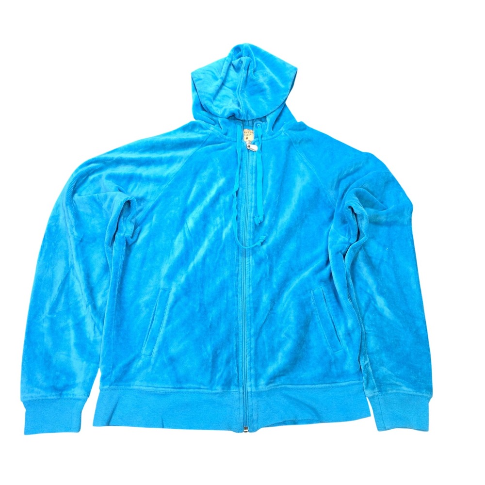 Mountain Lake Casuals Velour Full Zip Hoodie Women's Size S Turquoise Blue